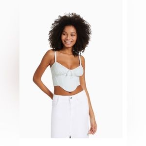 NWOT Bershka Poplin Cropped Corset Top in White 🤍